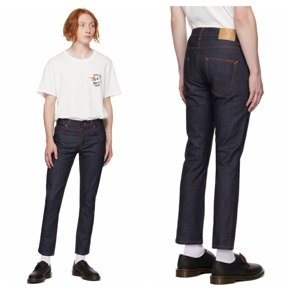 Nudie Grim Tim Organic Dry Greencast 100% Cotton Denim Jeans - 30”W 27”L